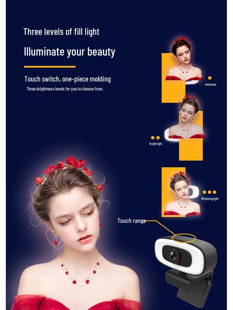 PC Webcam with Microphone, 2K/4K Streaming, USB, Full HD Autofocus, Driver-Free, Ideal for Online Classes