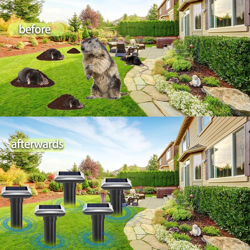 Solar Powered Rodent Repellent Buzzing Vibration Plug and Play Ultrasonic Rodent Repellent Outdoor Snake Repellent