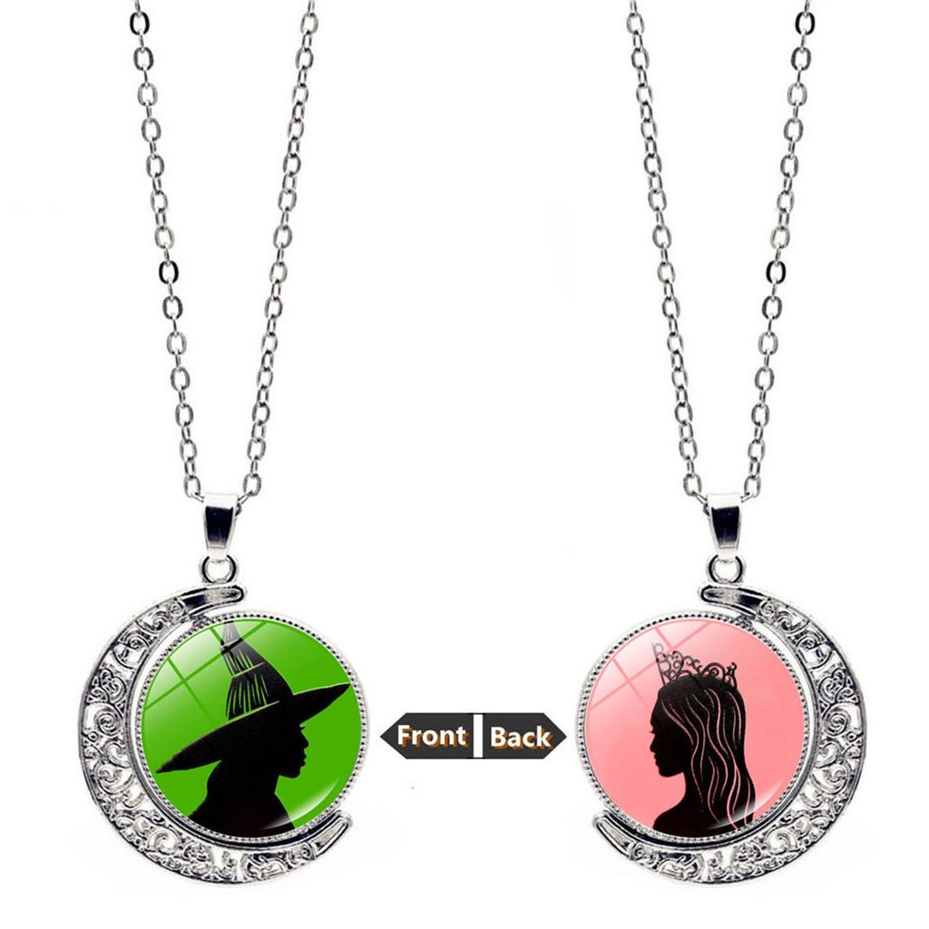 Necklace double-sided rotating moon pendant
