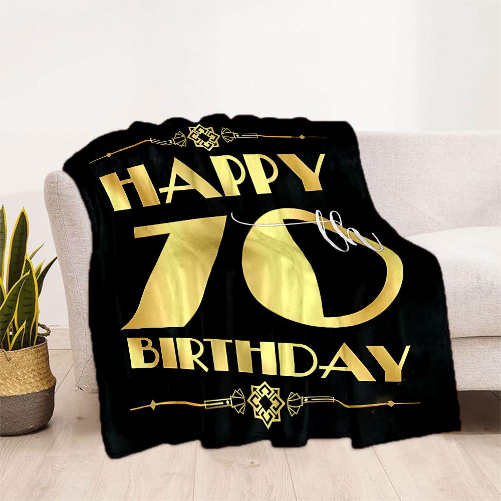 1pc Happy 70th Birthday Celebration blanket Soft and Warm for Sofa Office Camping Travel Livingroom Great Gift for Friends and Family Comfortable