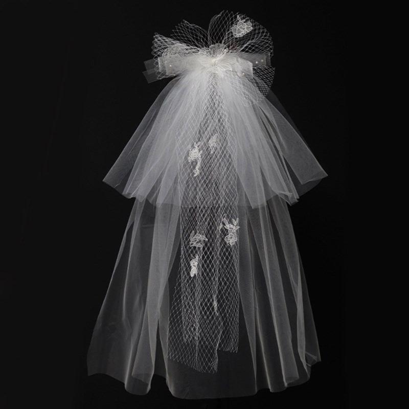 Sheer Veil Bridal Veil Bride Gift, Bridal Shower, Wedding Veil White Bowknot