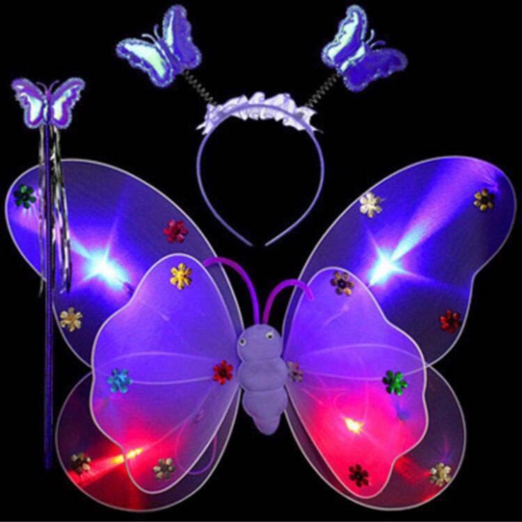 Leuchtende Schmetterlingsflügel & Zauberstab Feen-Set für Mädchen