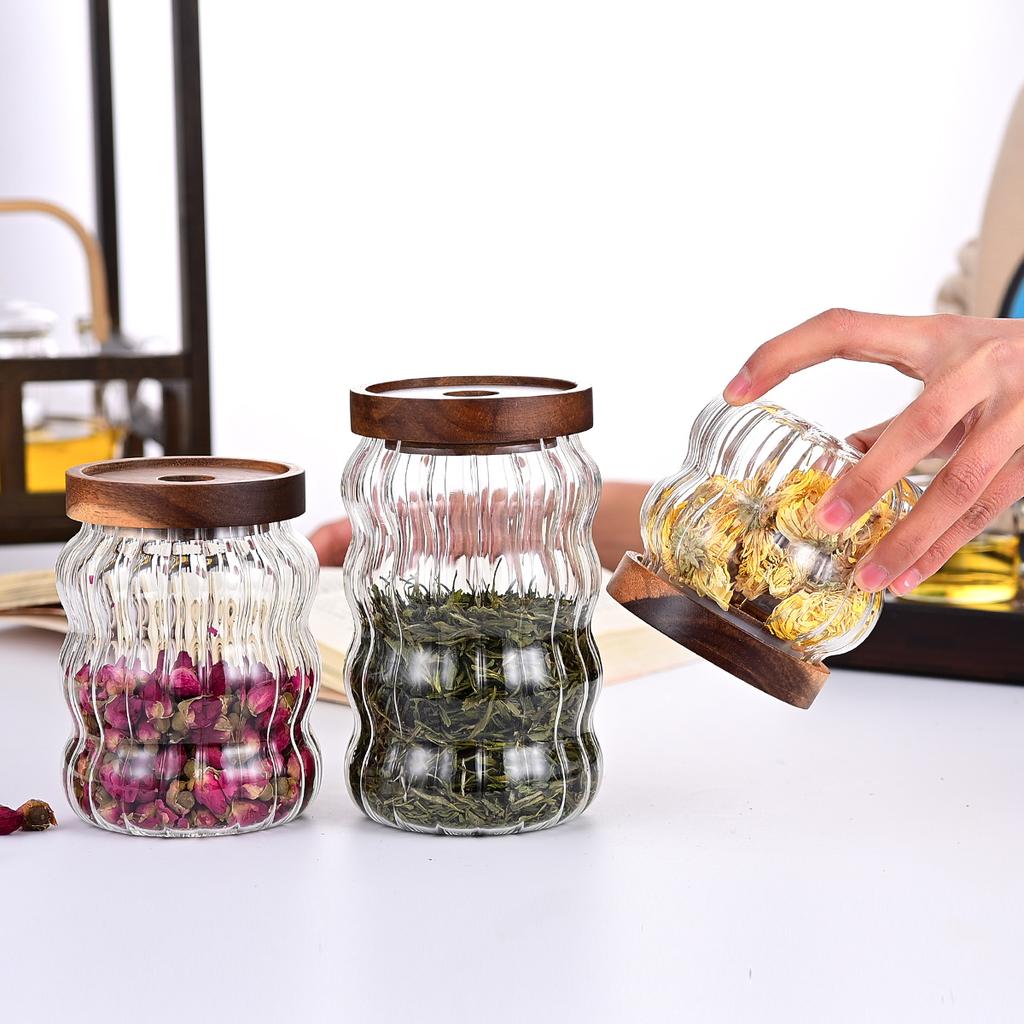 Borosilikatglas Versiegelter Behälter Lagerung und Vorratsglas für Weißen Zucker Trockenfrüchte Snacks Kaffeebohnenpulver Süßigkeiten Teeblätter