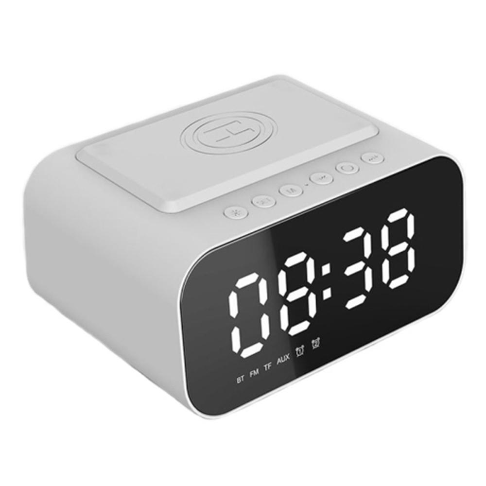 

BT510 Rechargeable Bluetooth-compatible Speaker Music Loudspeaker LED Digital Alarm Clock Phone Wireless Charger White