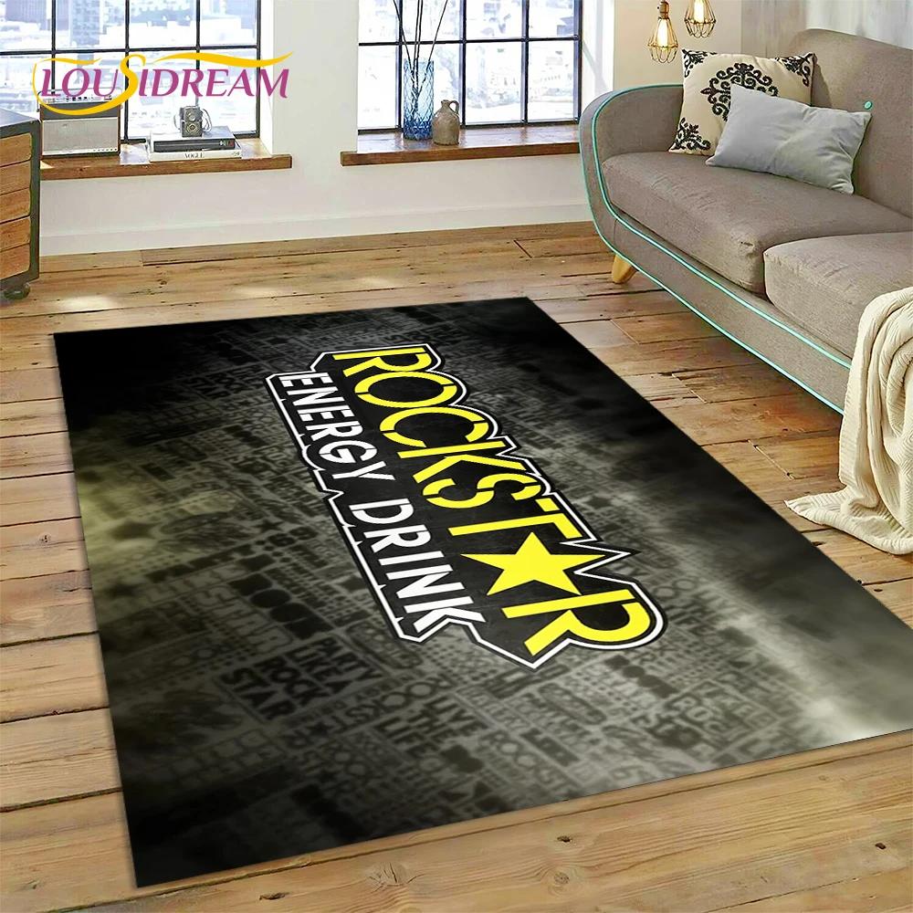 3D Rockstar Energy Logo Sport Carpet Rug for Bedroom Living Room Home Sofa Decoration,Children Game Large Decor Floor Mat Gift