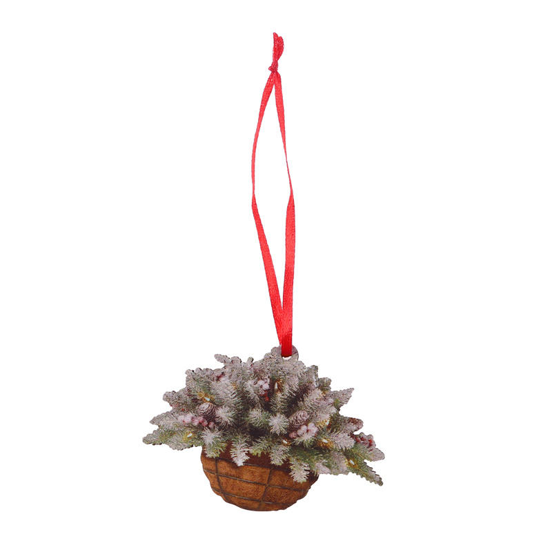 Creative Home Christmas Tree Hanging Basket Ornament Decorations Cute Flower Hanging Basket Wooden Pendant