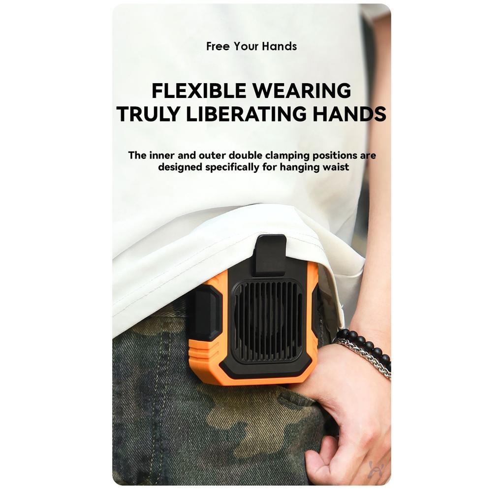 Waist Fan, Clip- Fan, Belt Fan Portable Fan With 4000mAh Battery Mobile Power Supply Strong Wind 3 Speed Settings Rechargeable Wearable Personal Fan W