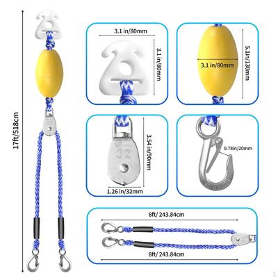 Boat Tow Harness for Tubing Towing Connection with Steel Hooks 16 Ft Length Towable Connector Kayak