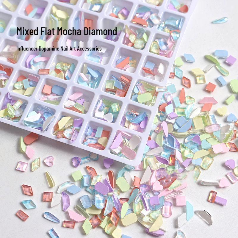 

Influencer Mini Mocha Nail Art: Mixed Flatback Irregular K9 Glass Decorations