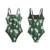 2Pcs/Set Women Sling Square Collar Pleated Monokini with Slim-Fit Cover Up Dress Quick Drying