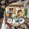 Latta Metallica Vintage Floreale Segno Rotondo Bicicletta Decorazione Murale Rustica Retrò