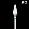5pcs Milling Cutter For Manicure Set Ceramic Nail Drill Bit Mill Manicure Machine Pedicure Tools for Removing Gel File 3/32 Inch