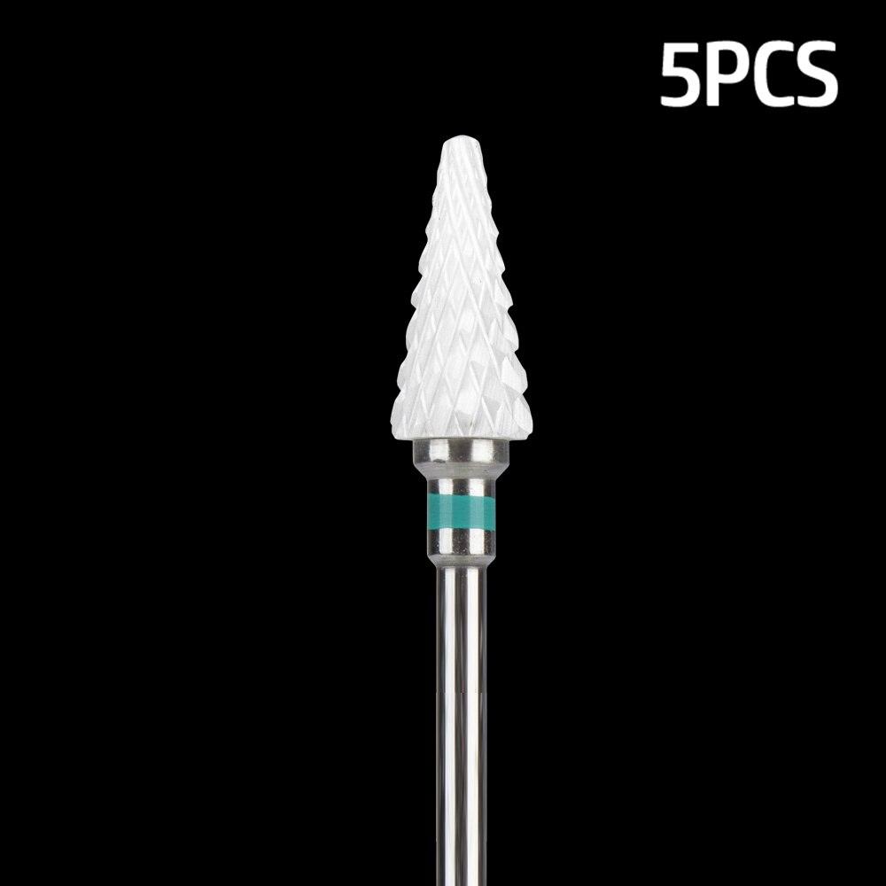 5pcs Milling Cutter For Manicure Set Ceramic Nail Drill Bit Mill Manicure Machine Pedicure Tools for Removing Gel File 3/32 Inch
