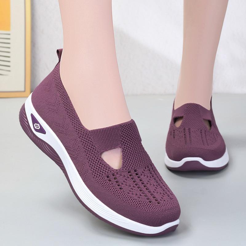 Shoes Women's Summer Large-size Women's Shoes Medium and Old Mother Shoes Fly-woven Breathable Casual Single Shoes Old Beijing Cloth Shoes