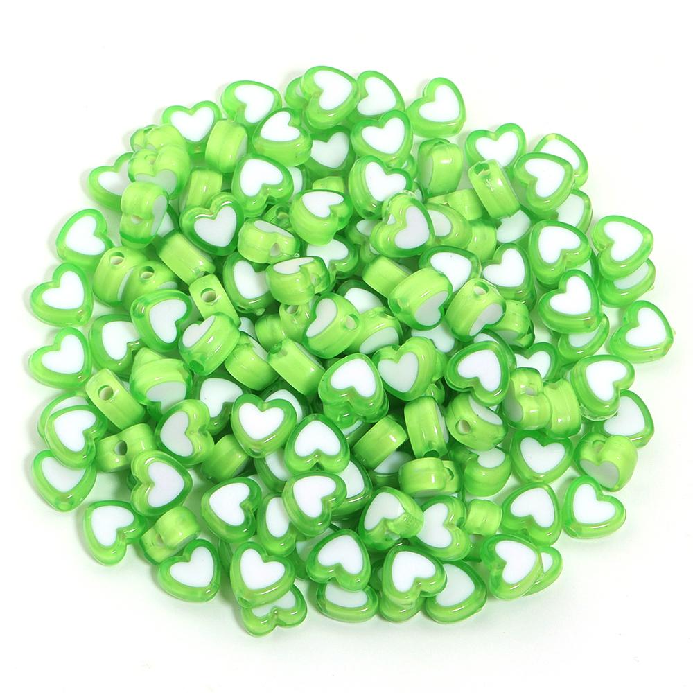 100pcs/lot 8mm Colored Acrylic Beads White Heart Shaped Spacer Beads For DIY Exquisite Bracelet Earrings Gift Supplies Wholesale