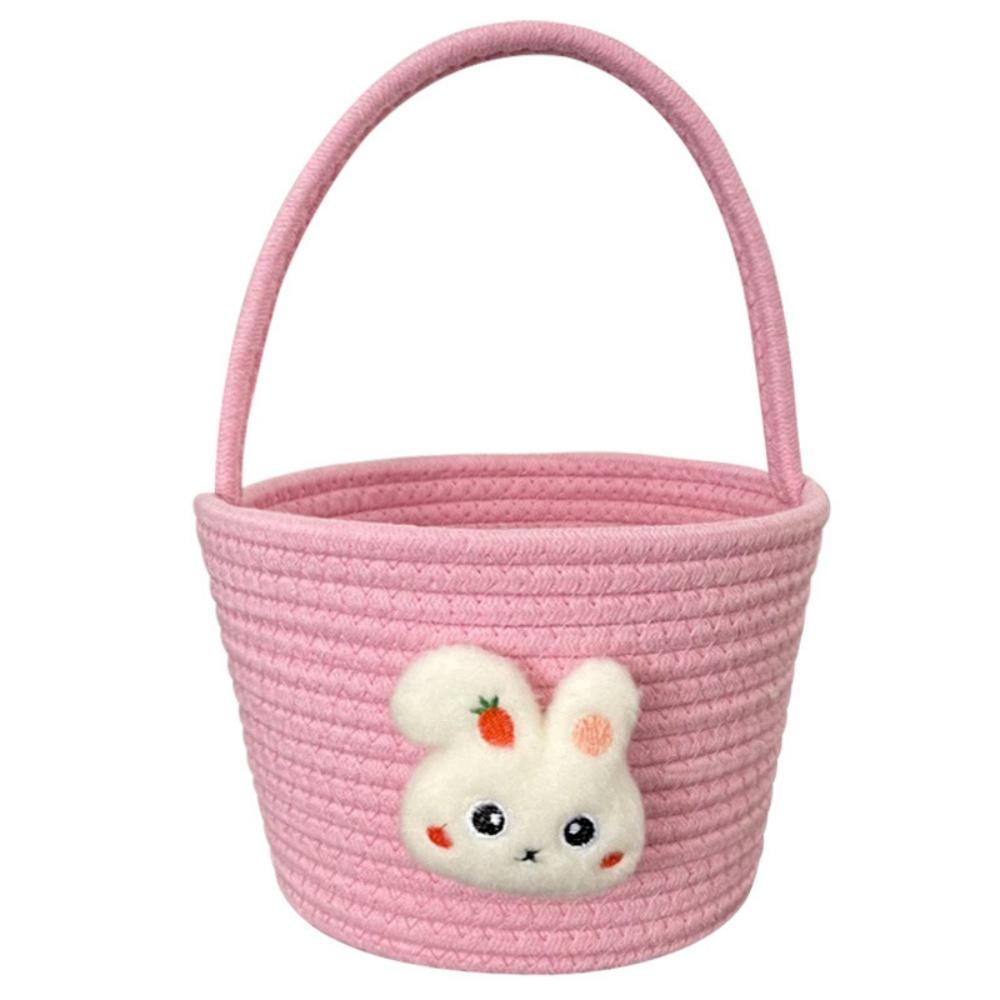 Cartoon Rabbit Storage Basket Soft Cotton Rope Organizer Rabbit Decoration Basket Lightweight Easter Gift Bag For Living Room розовый 1350₽