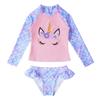 2-teiliges Kinder-Badeanzug-Set für Mädchen mit Fischschuppen-Aufdruck, Strand-Outfits, Tops und Slips mit Cartoon-Pferd-Aufdruck, Strandbadebekleidung, Badeanzüge