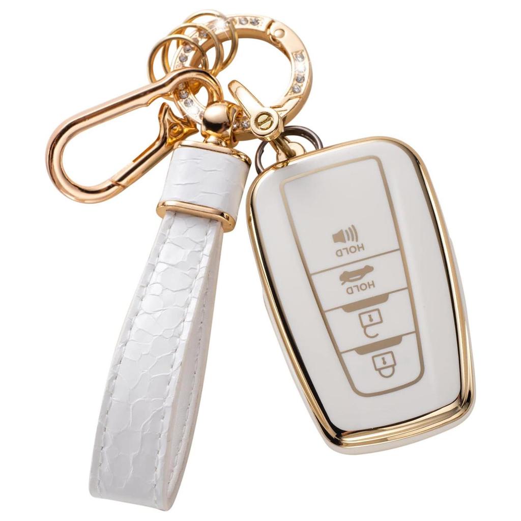 Gold-Edged Key Cover Pendant with Stone Pattern Keychain for Cars - Cross-Border Bestseller