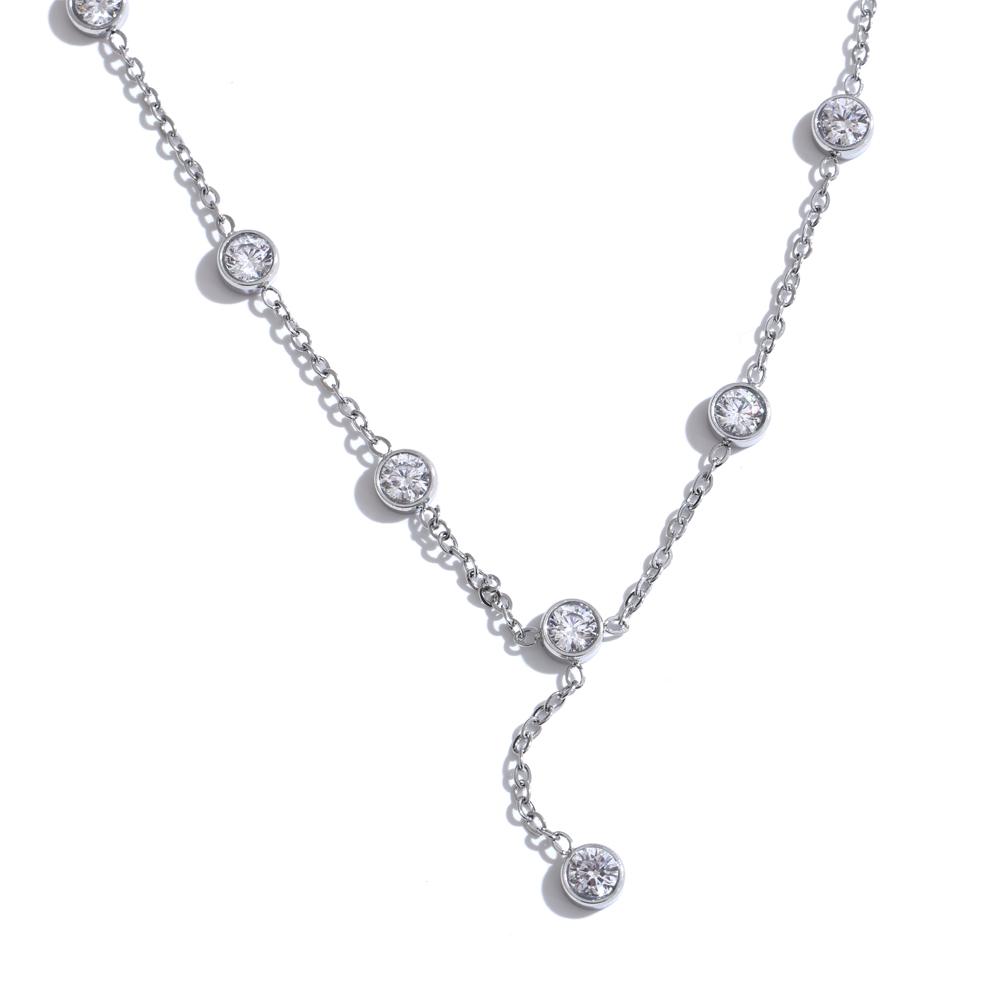 

Yhpup Korean Style Exquisite Cubic Zirconia Chain Necklace for Women Stainless Steel Water Resistant Chic Jewelry Gift