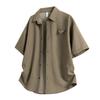 Retro Workwear Short Sleeved Shirt Men's Loose Collared Casual Shirt Summer Shirt