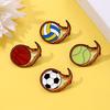 New Flame Ball Brooch Creative Basketball Football Sports Souvenirs Gifts Metal Badges Volleyball