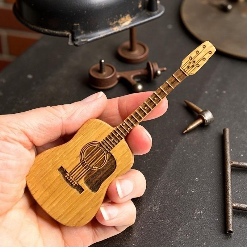 Vintage Style Guitar Pick Gift Set Handcrafted Wooden Box Great for Dad Boyfriend Brother and Music Enthusiasts
