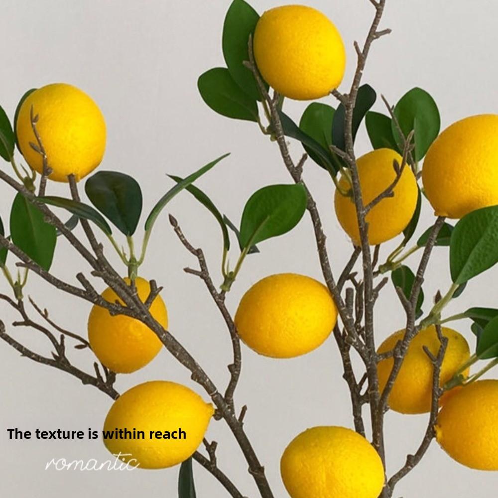 Luxury Artificial Lemon Branch Green Leaves Simulation Fruit Tree  Holiday Party Wedding