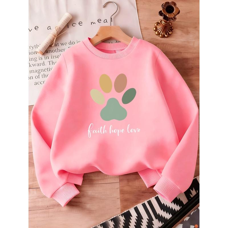 European sizes Adorable Colorful Paw Print Pattern Sweatshirt for  Kids Aged 0-3, Comfortable And Easy, Perfect for Outdoor Wear