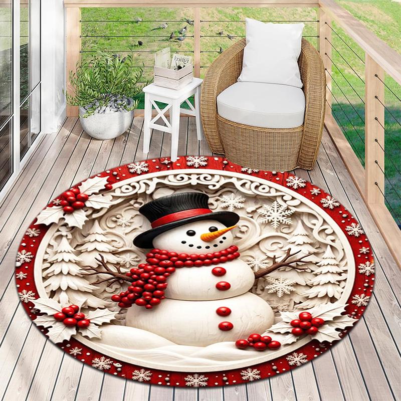 Cute Christmas Day Gift Bell Santa Claus Snowman Christmas Tree round rug Home Soft Decorative Anti slip Chair Mat Carpet Outdoor Floor Mat Carpet 109