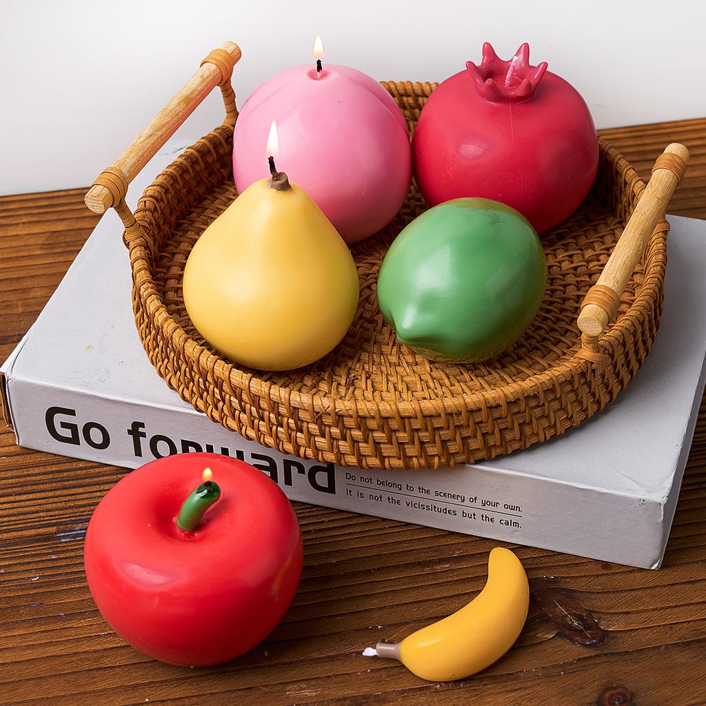 3D Fruit Shape Scented Candle Silicone Mold DIY Handmade Pomegranate Apple Banana Pear Lemon Peach Making Resin Mold Craft Gifts