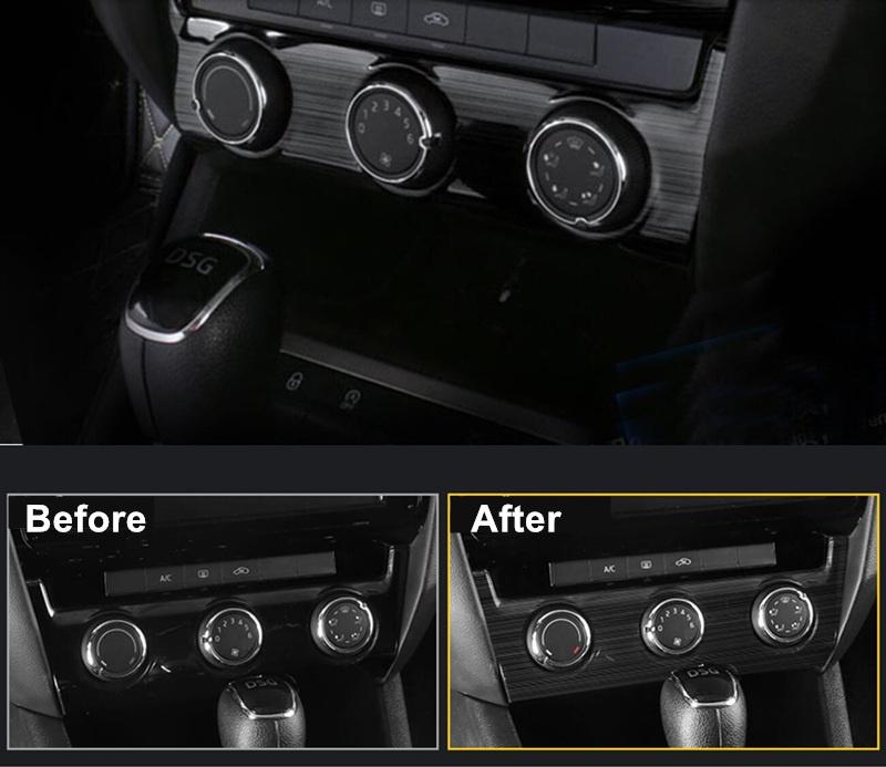 For Octavia Accessories Car Interior Center Manual AC Control Button Panel Cover Case Decoration