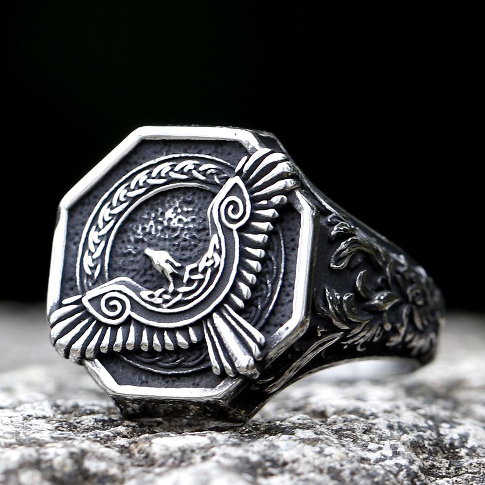 

Кільце з нержавіючої сталі 316L з норвезьким орлом Viking Jewelry Подарунок для чоловіків жінок Модний Амулет Аксесуари для вечірки 13