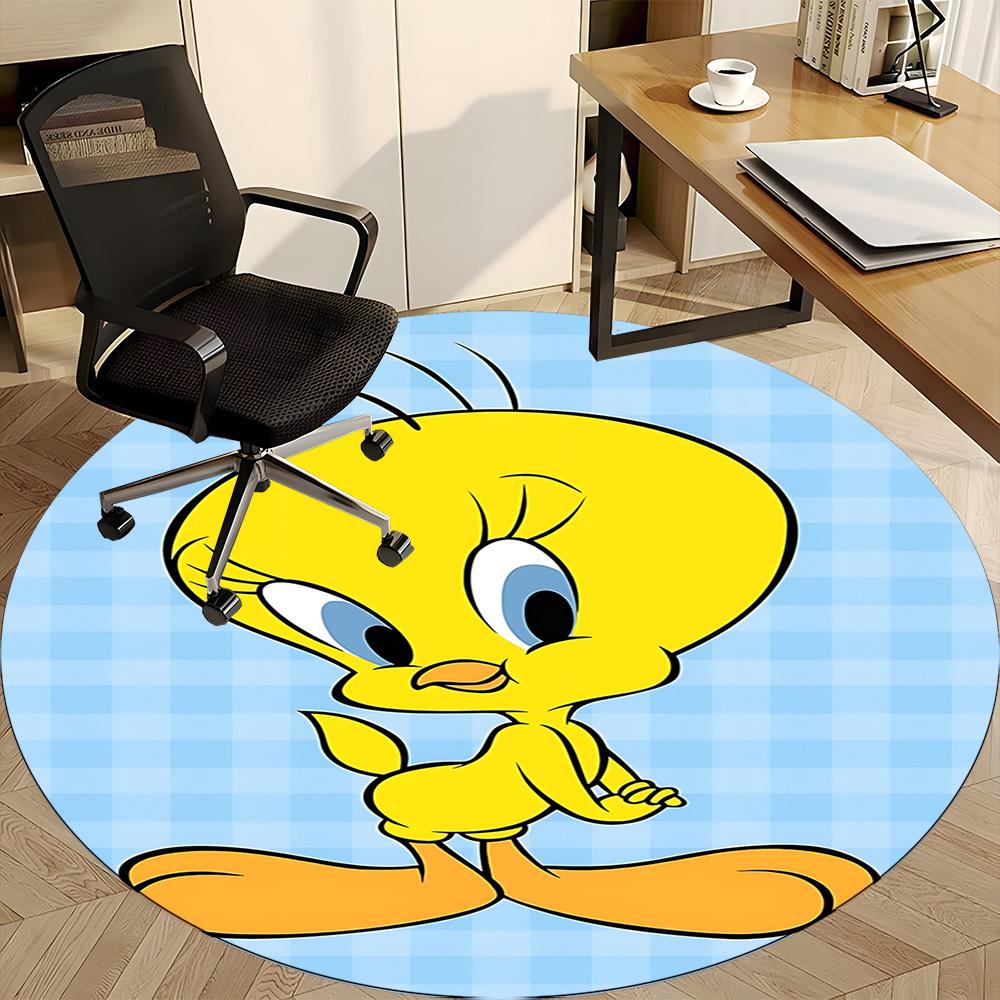 1pc Looney Tunes Tweety Bird Office Round Area Rug, Under Office Chairs Bedroom Living Room Home Decor A1022308
