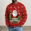Men's Christmas Print Neck Sweatshirt, Long Sleeve Holiday Pullover Top