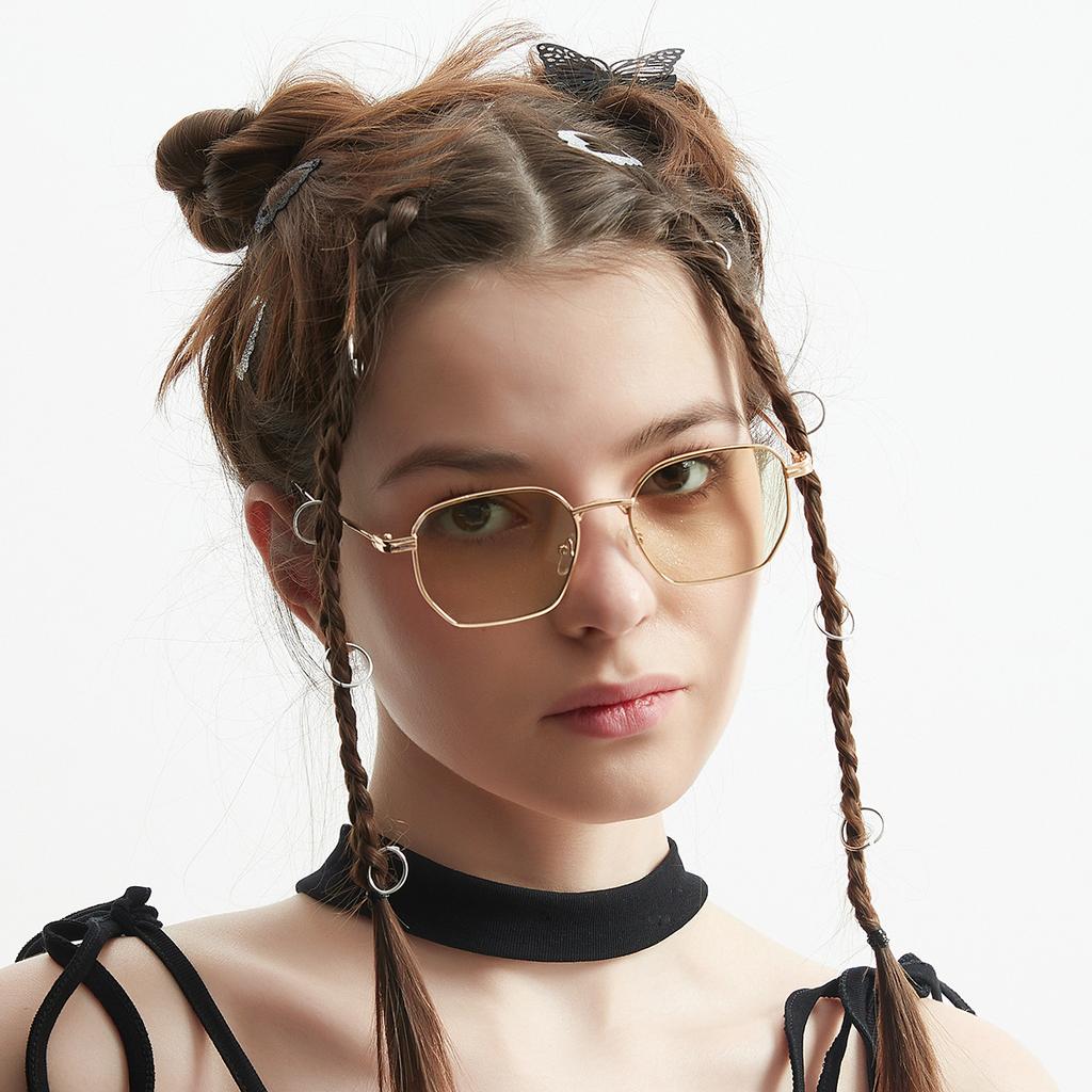 Glasses 9185 Square Polygonal Small Frame Multi-Color Temperament Sunglasses Women, Metal Sunglasses Men