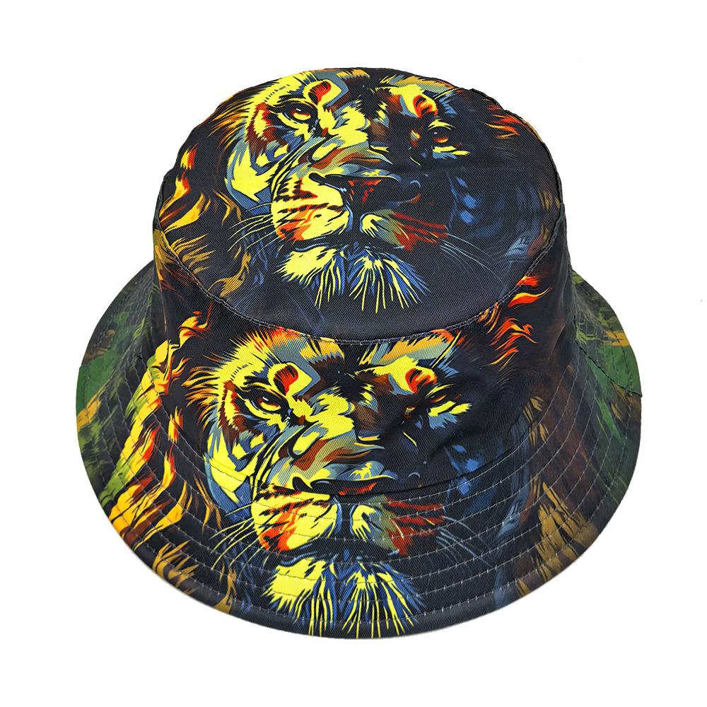 Cool Lion Pattern Bucket Hats Unisex Travel Beach Sun Protection Fisherman Cap Streetwear Summer Foldable Panama Skateboarding