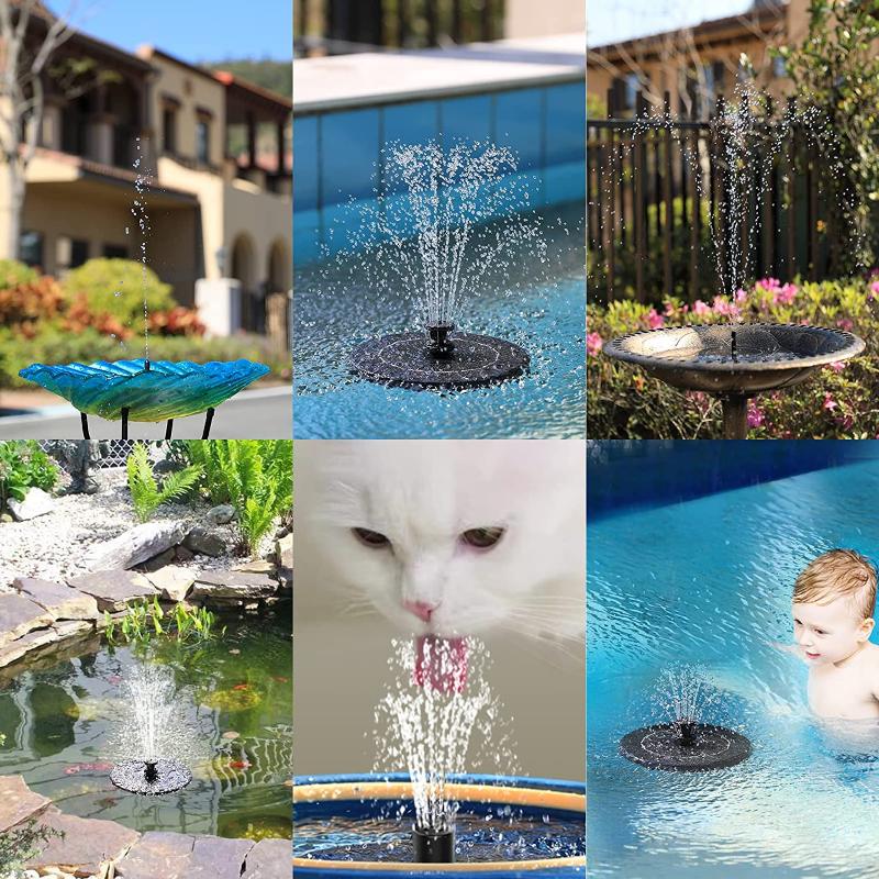 3.5W Solar Fountain, DIY Fountain Shape with 6 Nozzles, Suitable for Solar Fountain Pump In Garden Outdoor Bird Bath Aquariums