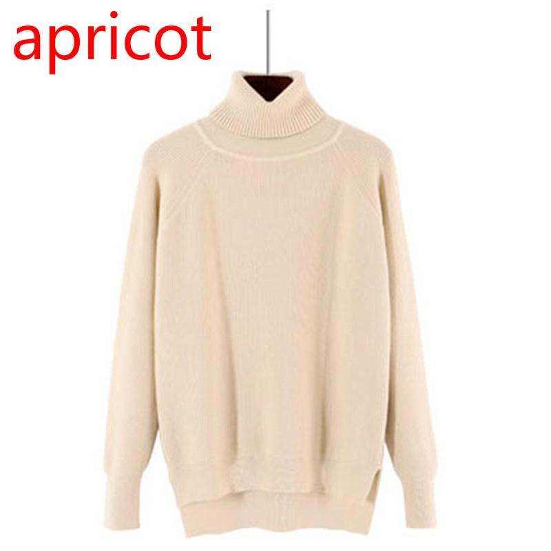 Women Winter Fashion Turtleneck Sweater Solid Color Loose Pullover Sweater Long Sleeve Tops
