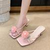 Fashion 2025 New Women's Shoes Small Square Toe Temperament Cool Drag Summer Wear High-end Slippers with Skirts and High Heels