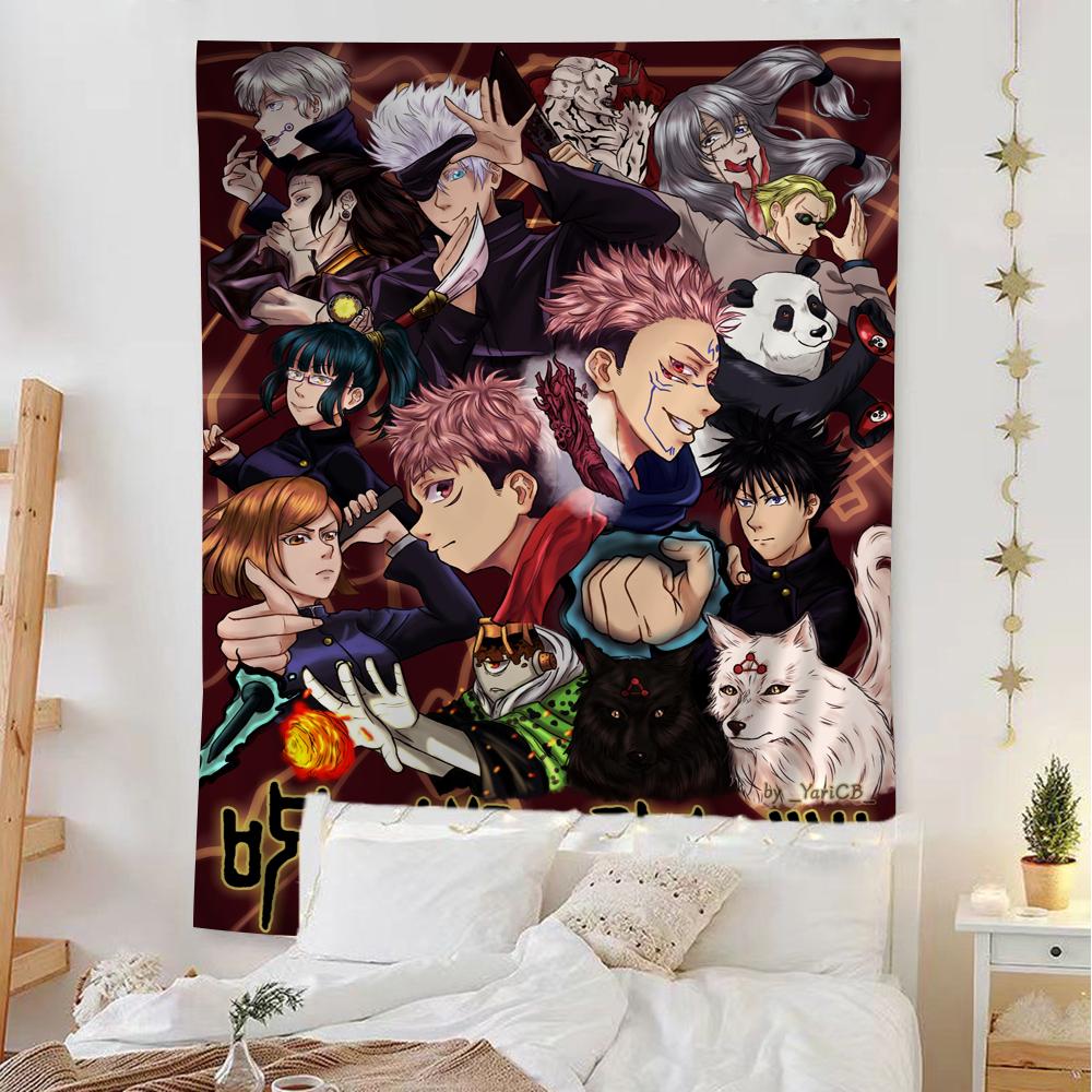 Jujutsu Kaisen Suguru Geto Vintage Colorful Tapestry Wall Hanging Hanging Tarot Hippie Wall Rugs Dorm Home Decor