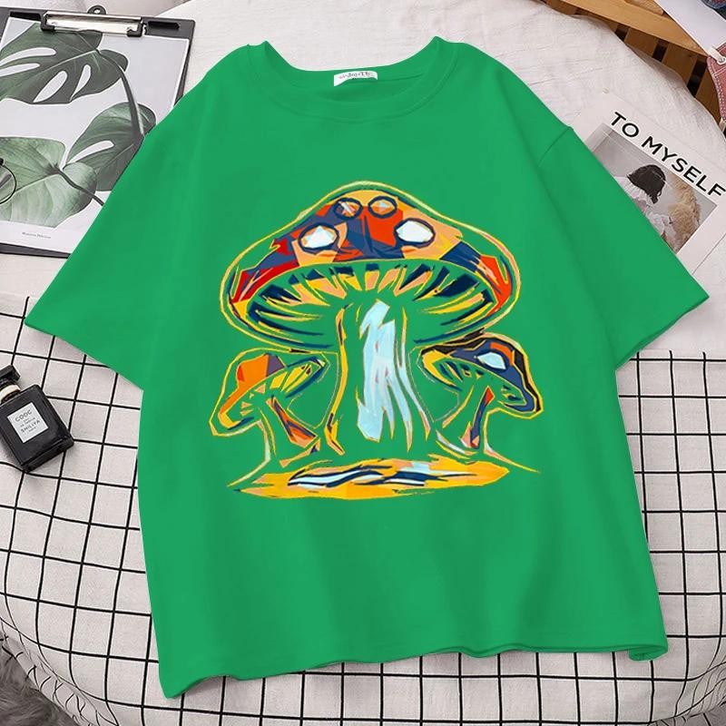 90s Retro Graphic Tees Women Summer Loose Vintage Boho Mushroom Women T Shirt Psychedelic Hippie Art Tshirt Clothing Tops Femme