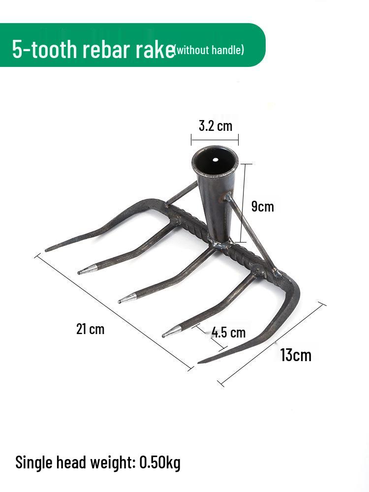 Nine-Tooth Multifunctional Gardening Rake: Agricultural Soil Leveler and Harrow for Tilling and Raking.