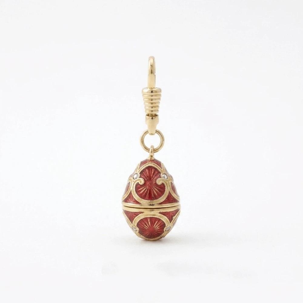 Egg Shaped Enamel Egg Pendant Copper Material Vintage Egg Necklace Zodiac Locket Necklace Women