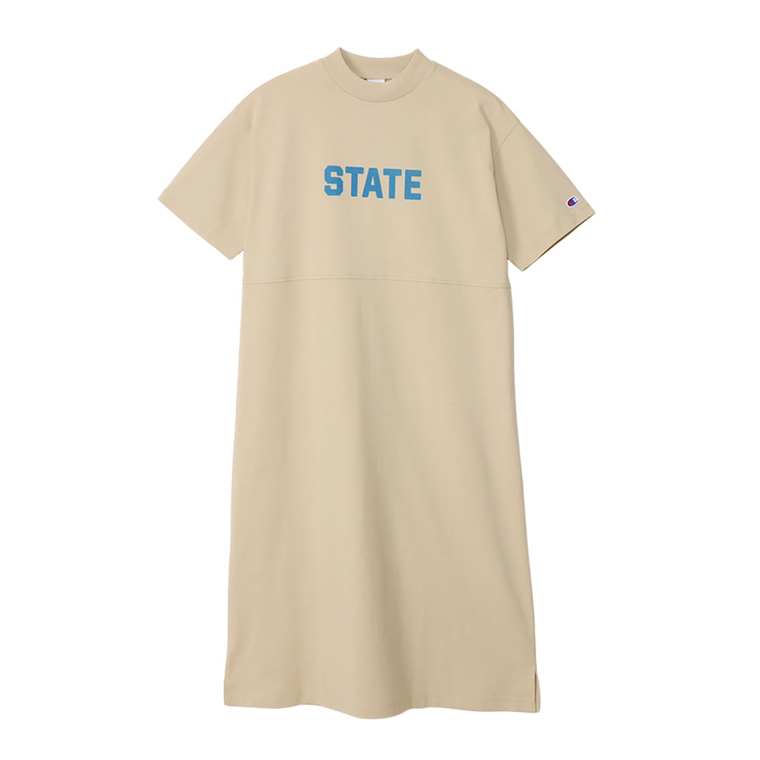 

Цельное платье с коротким рукавом и круглым вырезом из хлопка с графическим принтом, повседневное, для миниатюрных [Champion] 100% женское CW-Z307