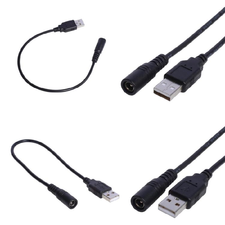30cm USB to DC 5.5x2.1mm 5V Power Cable Male to Female USB Barrel Connector Wire