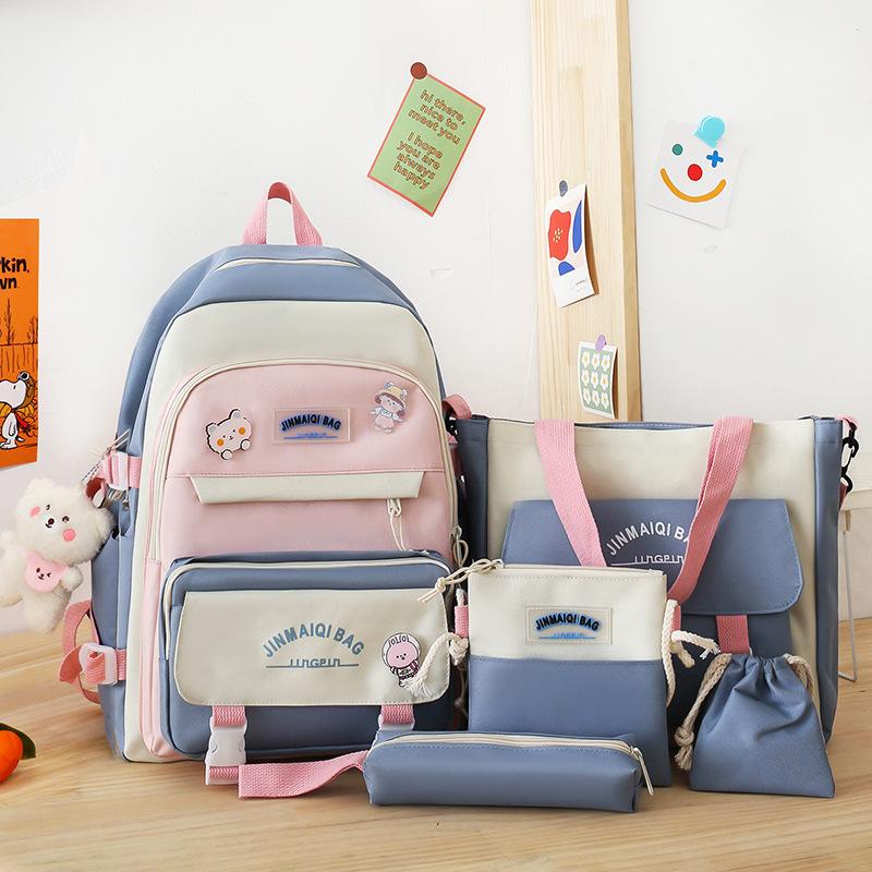 Schoolbags for Girls Elementary School Students Five Piece Backpacks for Middle School Students Junior High School Students Backpacks