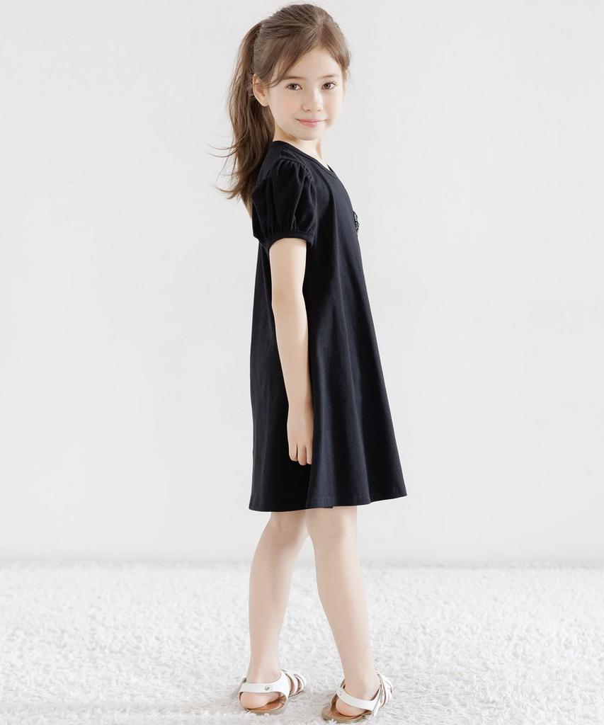 Bee Ribbon Short Size Shh01543 Dress, Sleeve, Girls', Spring/Summer, 110cm, Black,