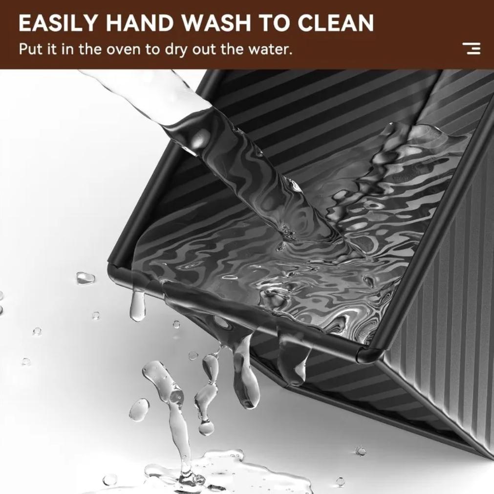 תבנית כיכר מלבנית עם מכסה 1 ליברה נון-סטיק תבנית אפיית לחם פלדת פחמן גלי קופסת טוסט תבנית טוסט לאפייה בתנור