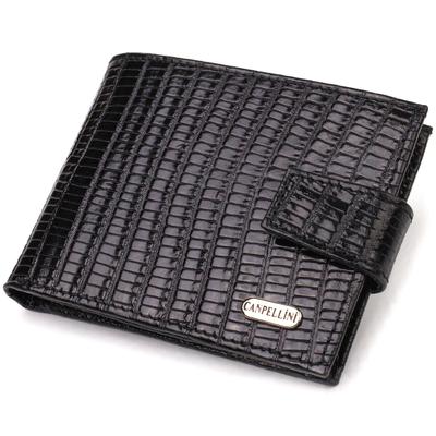 Kleine strukturierte Herrenbrieftasche aus echtem Leder mit Prägung CANPELLINI 21748 Schwarz