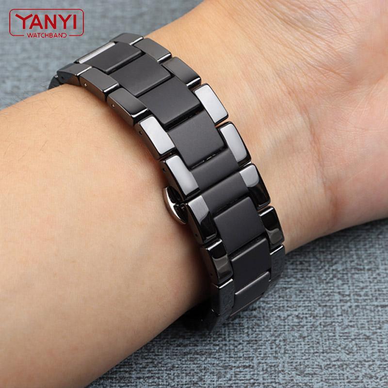 Ceramic Watch Band For Huawei Watch GT 2 Strap Quick Release Bar Watchband 18mm 20mm 22mm Watch Bracelet Matte Black Color
